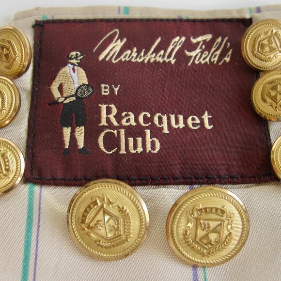Marshall Fields Racquet Club Gold Buttons 8-Pc Set Blazer Replacement Waterbury - Picture 1 of 6